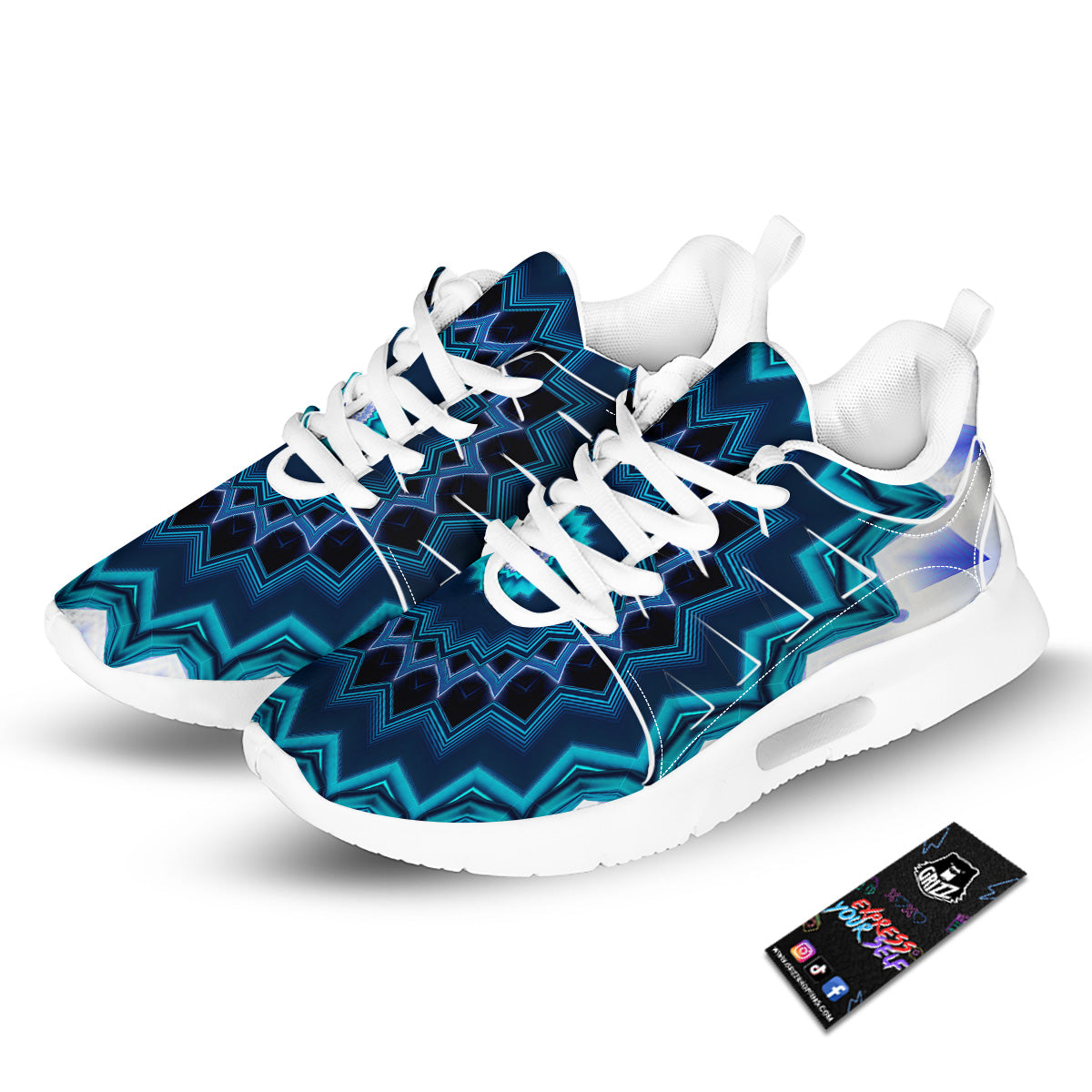 Kaleidoscope Blue Crystal Print Tennis Shoes-grizzshop