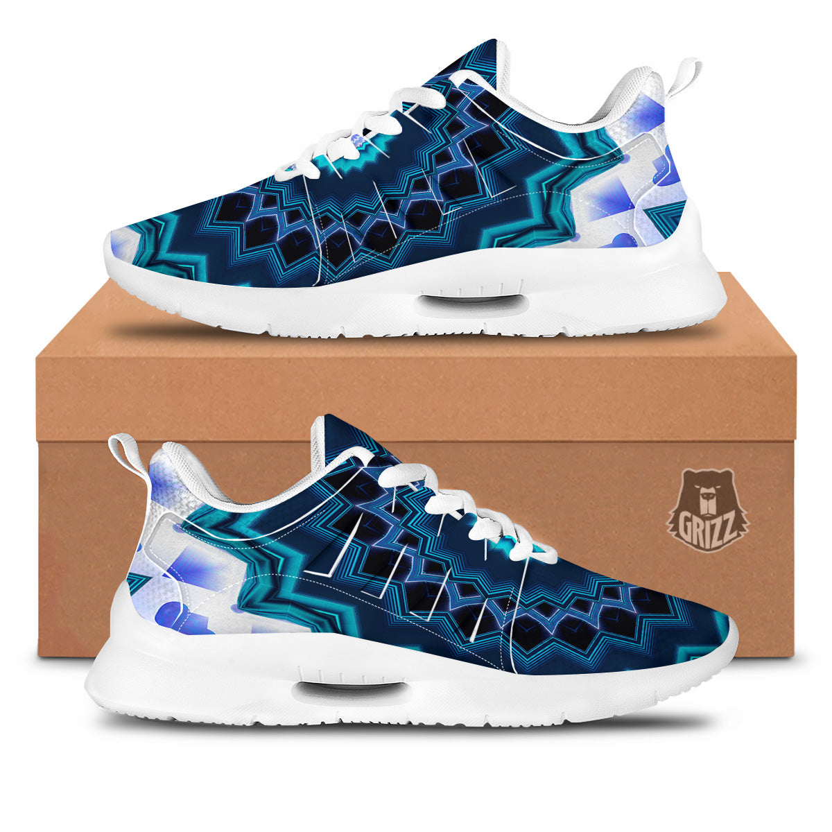 Kaleidoscope Blue Crystal Print Tennis Shoes-grizzshop