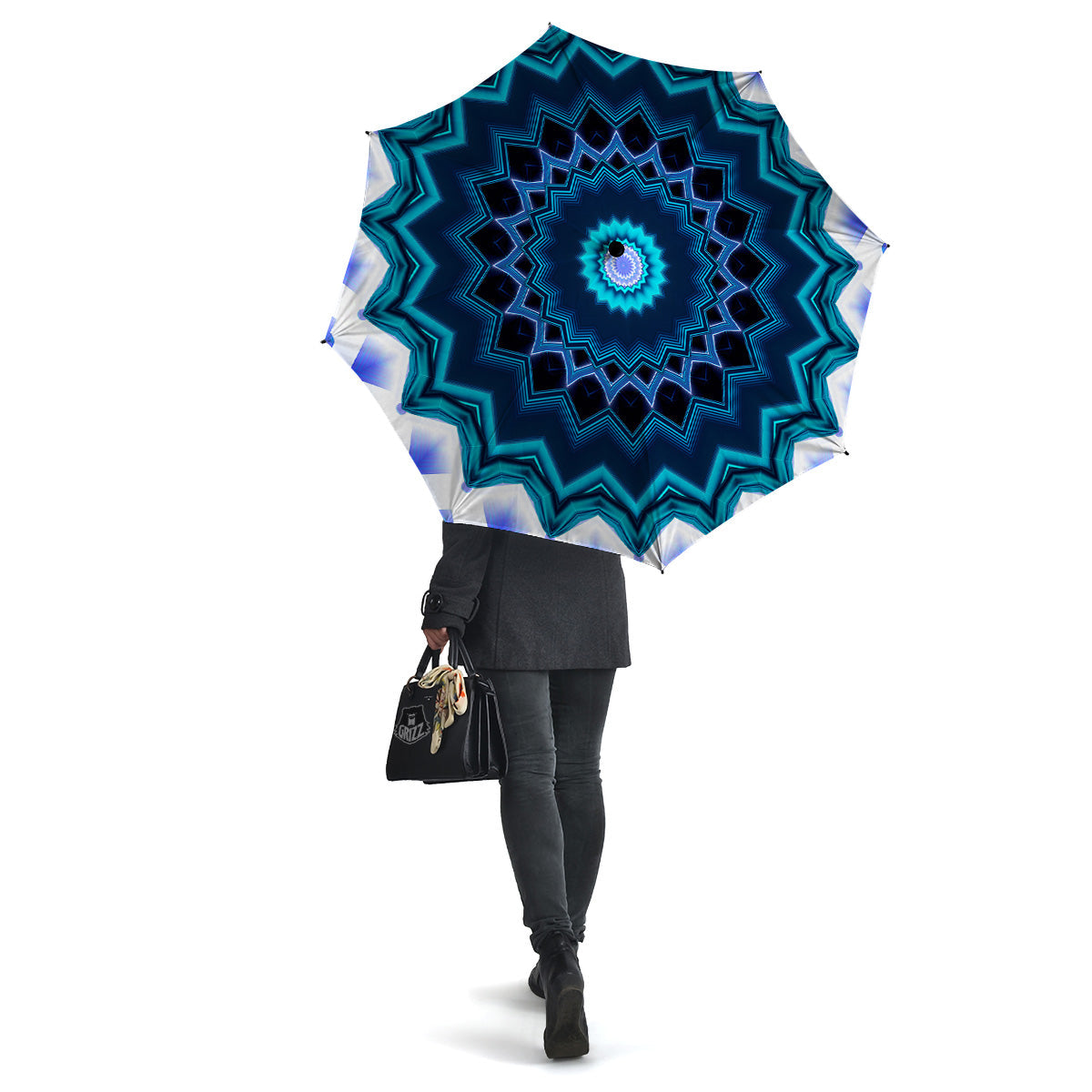 Kaleidoscope Blue Crystal Print Umbrella-grizzshop