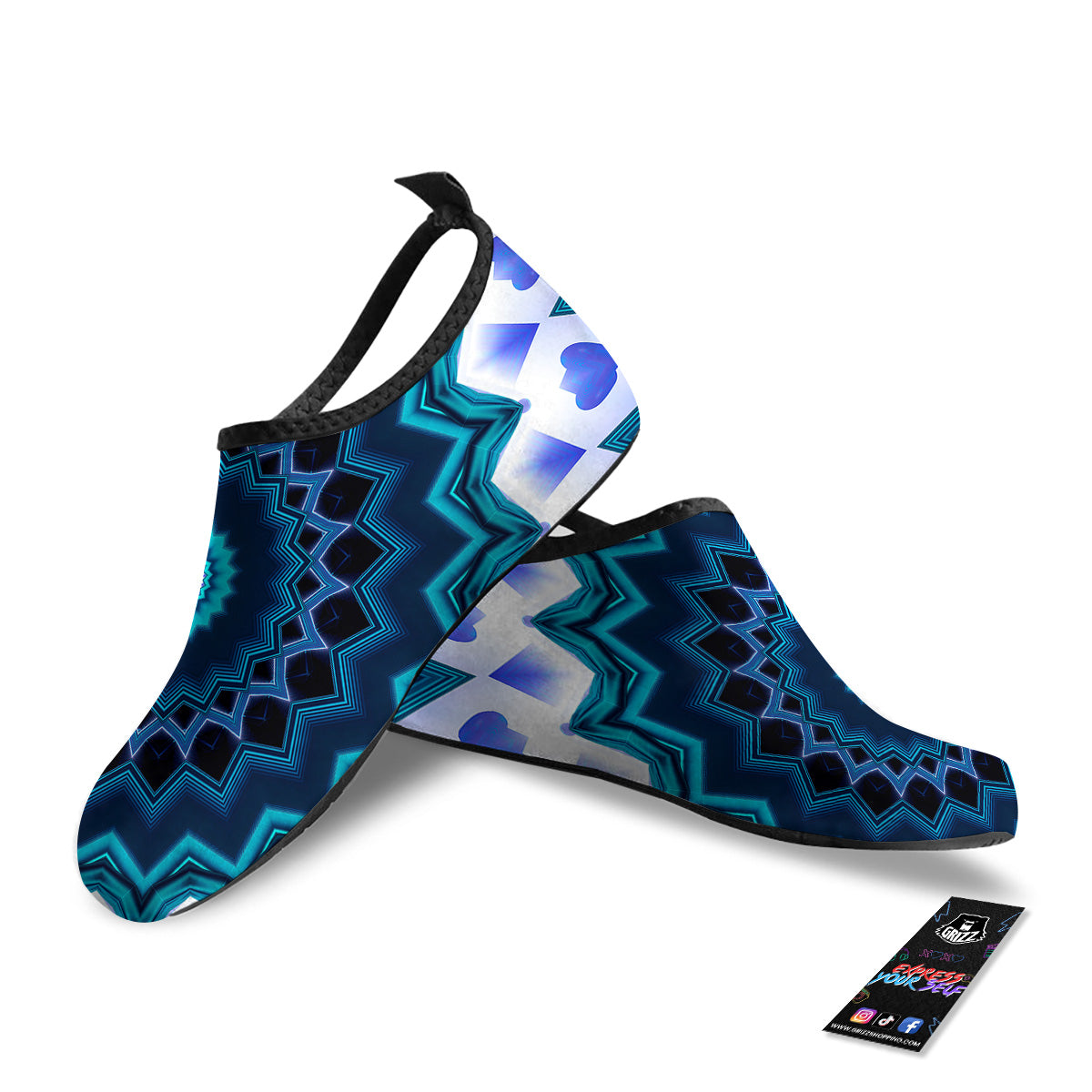 Kaleidoscope Blue Crystal Print Water Shoes-grizzshop