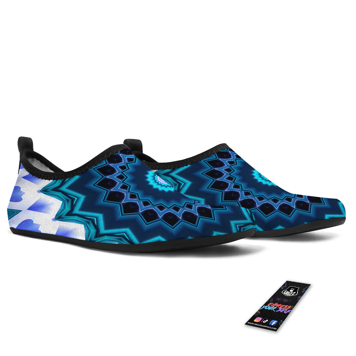 Kaleidoscope Blue Crystal Print Water Shoes-grizzshop