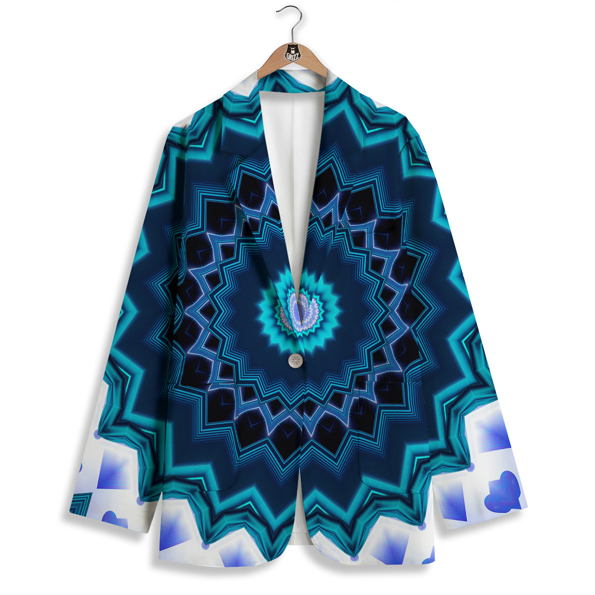 Kaleidoscope Blue Crystal Print Women's Blazer-grizzshop