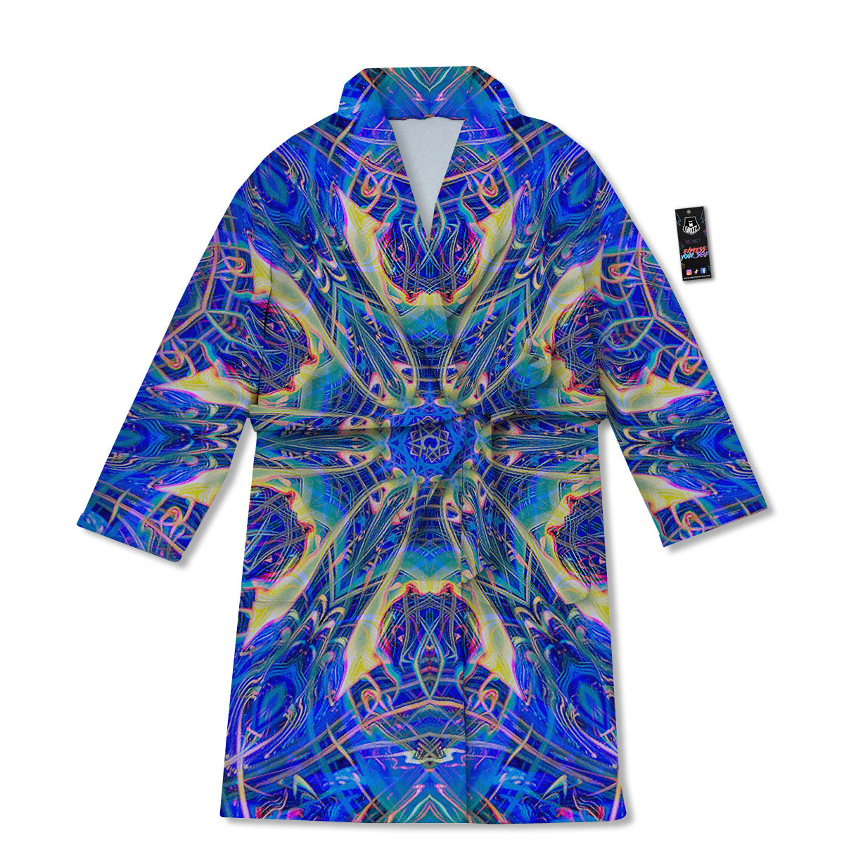 Kaleidoscope Blue Print Bathrobe-grizzshop