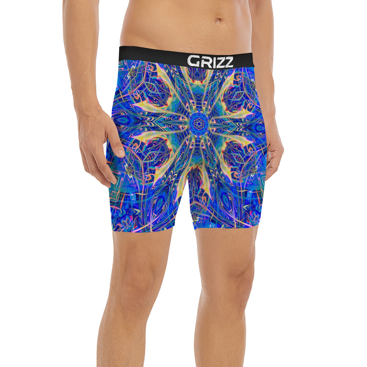 Kaleidoscope Blue Print Boxer Briefs-grizzshop