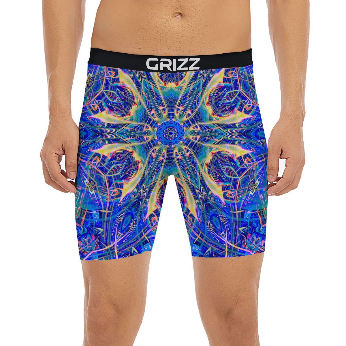 Kaleidoscope Blue Print Boxer Briefs-grizzshop