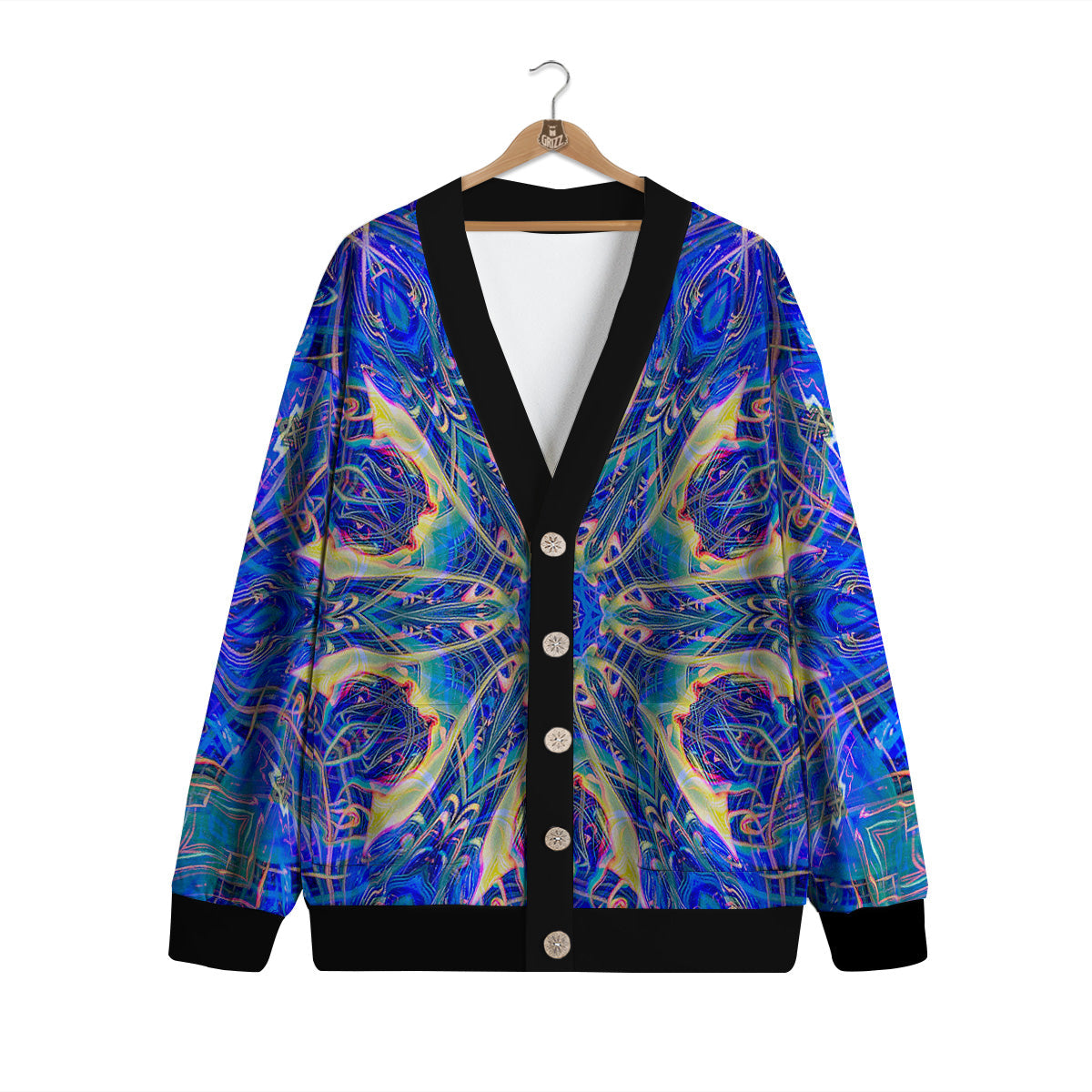 Kaleidoscope Blue Print Cardigan-grizzshop
