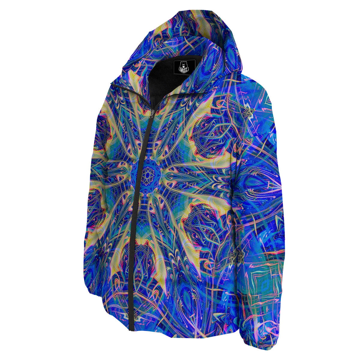 Kaleidoscope Blue Print Down Jacket-grizzshop