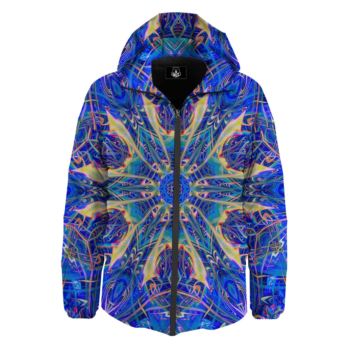 Kaleidoscope Blue Print Down Jacket-grizzshop