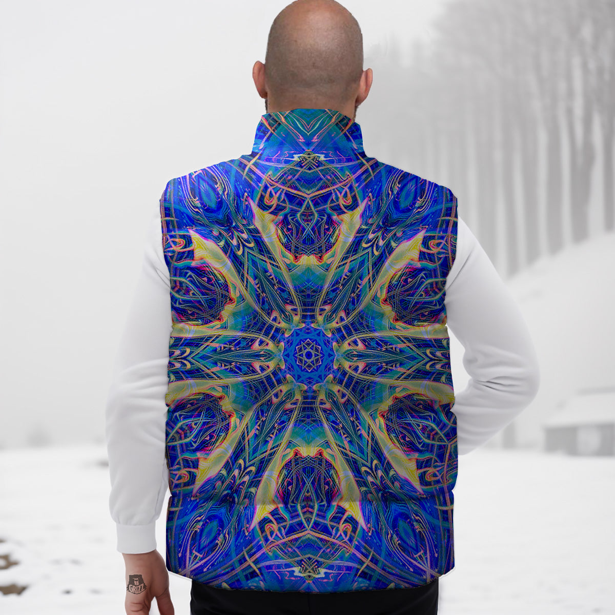 Kaleidoscope Blue Print Down Vest