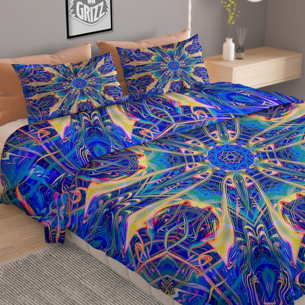 Horse Painting Dark Blue Print Duvet Cover Bedding Set