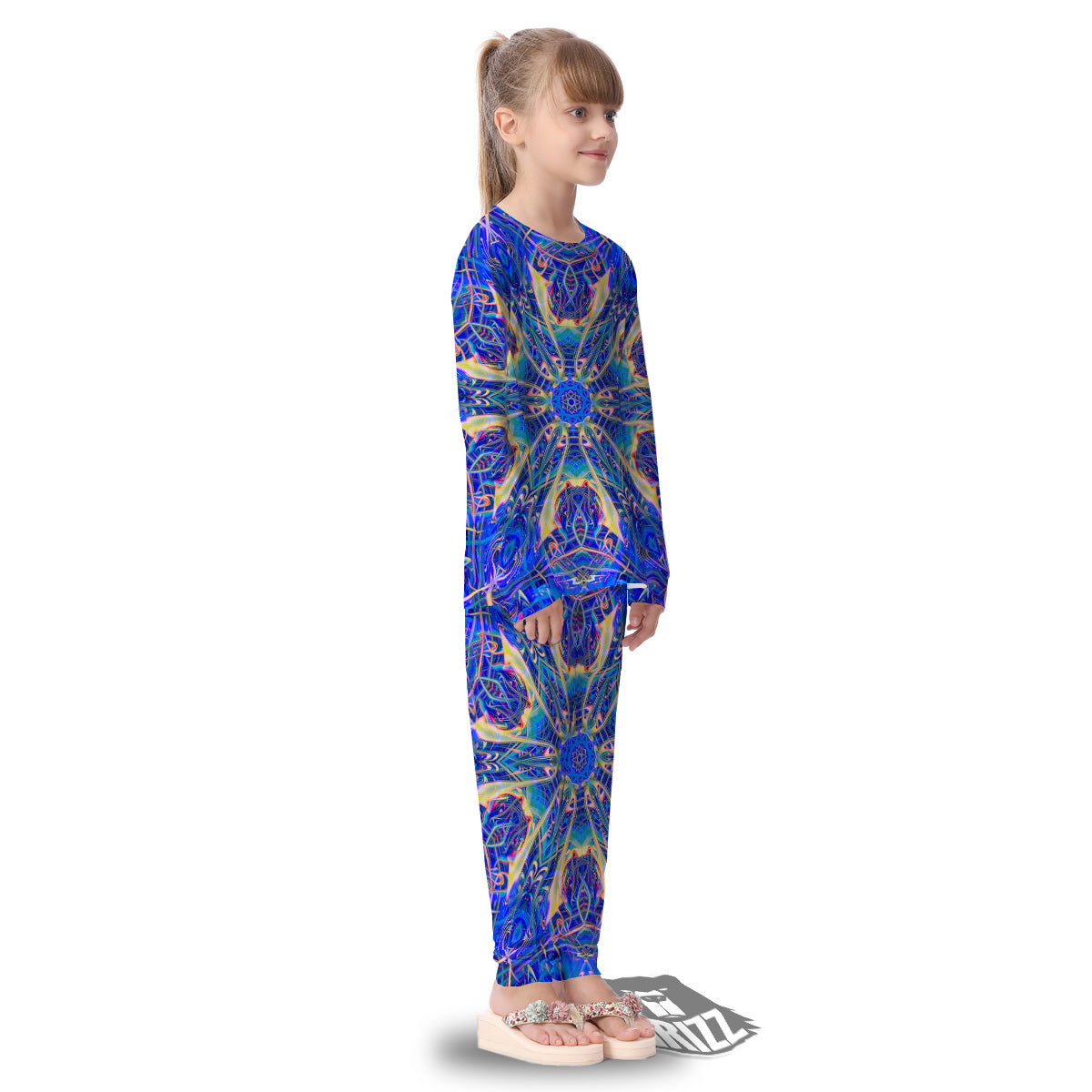 Kaleidoscope Blue Print Kid's Pajamas-grizzshop