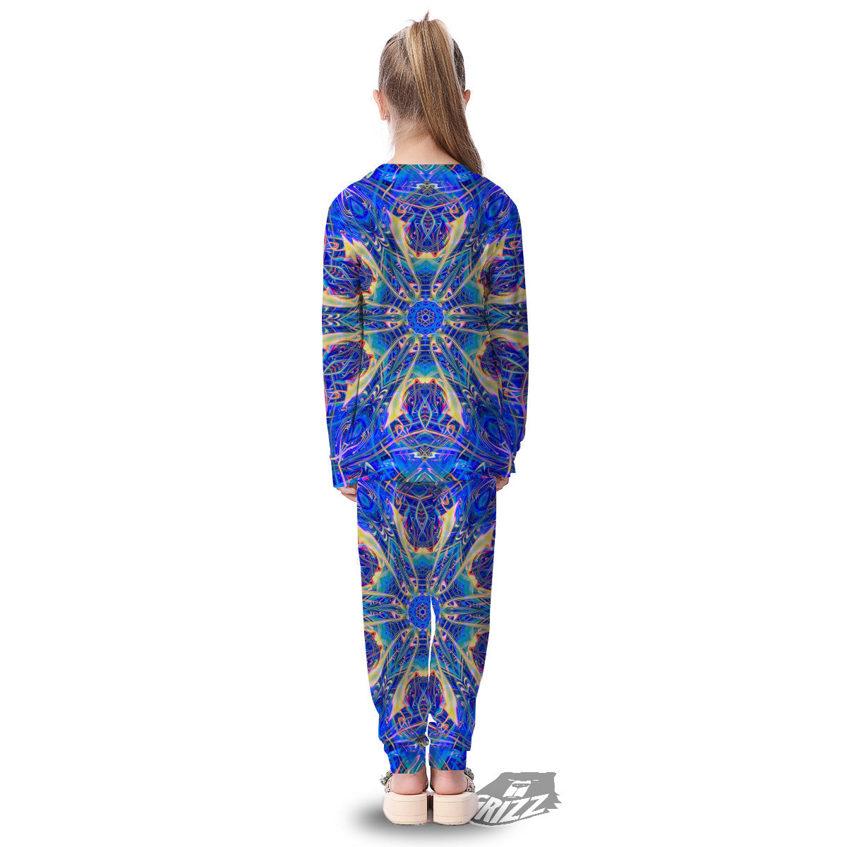Kaleidoscope Blue Print Kid's Pajamas-grizzshop