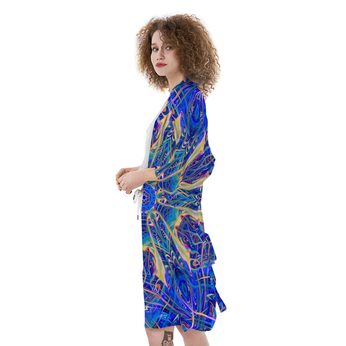 Kaleidoscope Blue Print Kimono-grizzshop