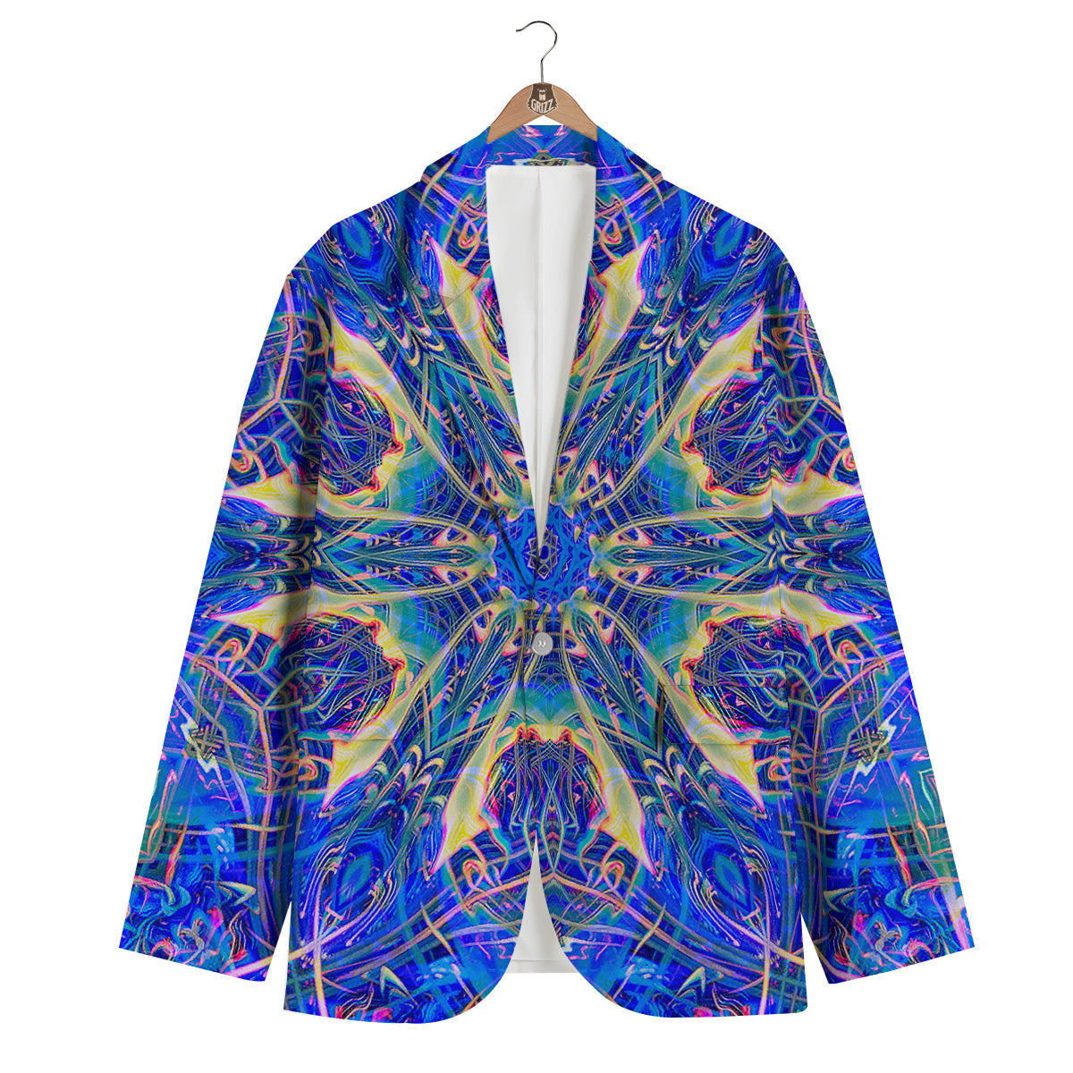 Kaleidoscope Blue Print Men's Blazer-grizzshop