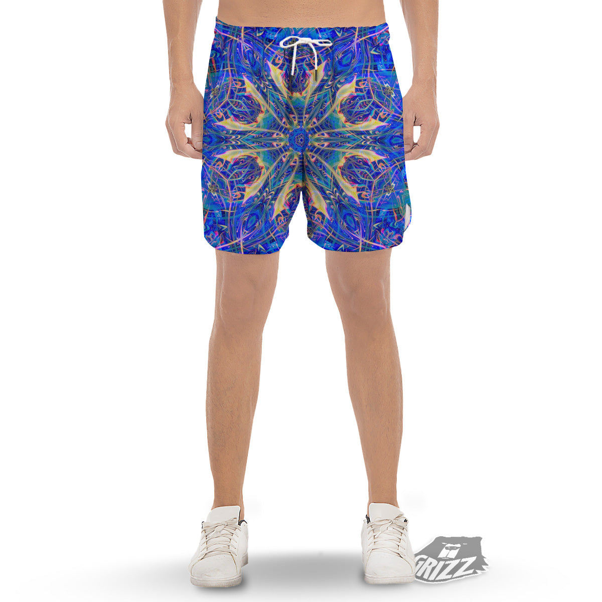 Kaleidoscope Blue Print Men's Gym Shorts-grizzshop