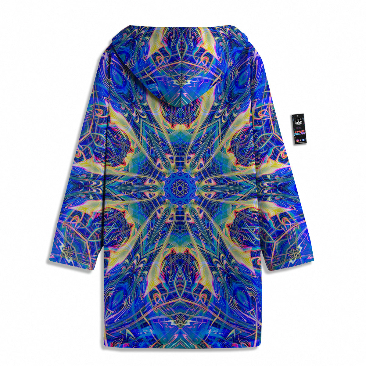 Kaleidoscope Blue Print Men's Windbreaker Jacket-grizzshop