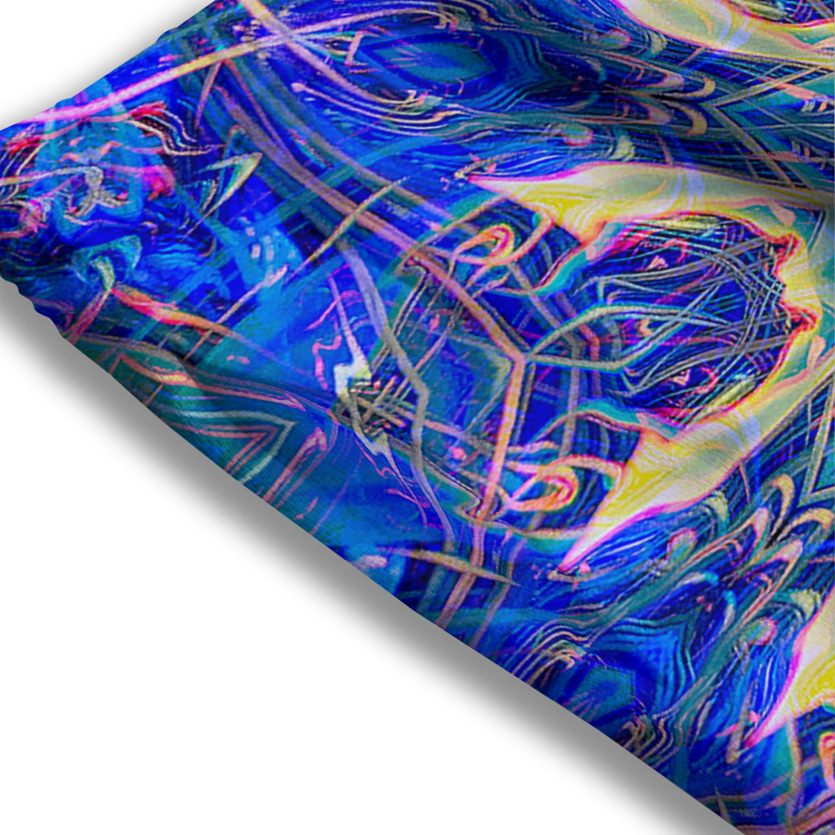 Horse Painting Dark Blue Print Mesh Shorts