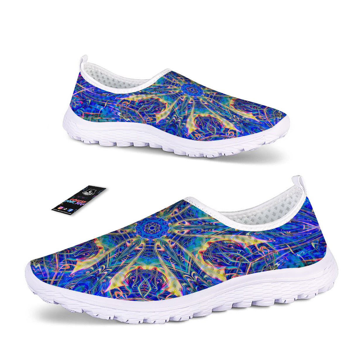 Kaleidoscope Blue Print Nurse Shoes-grizzshop