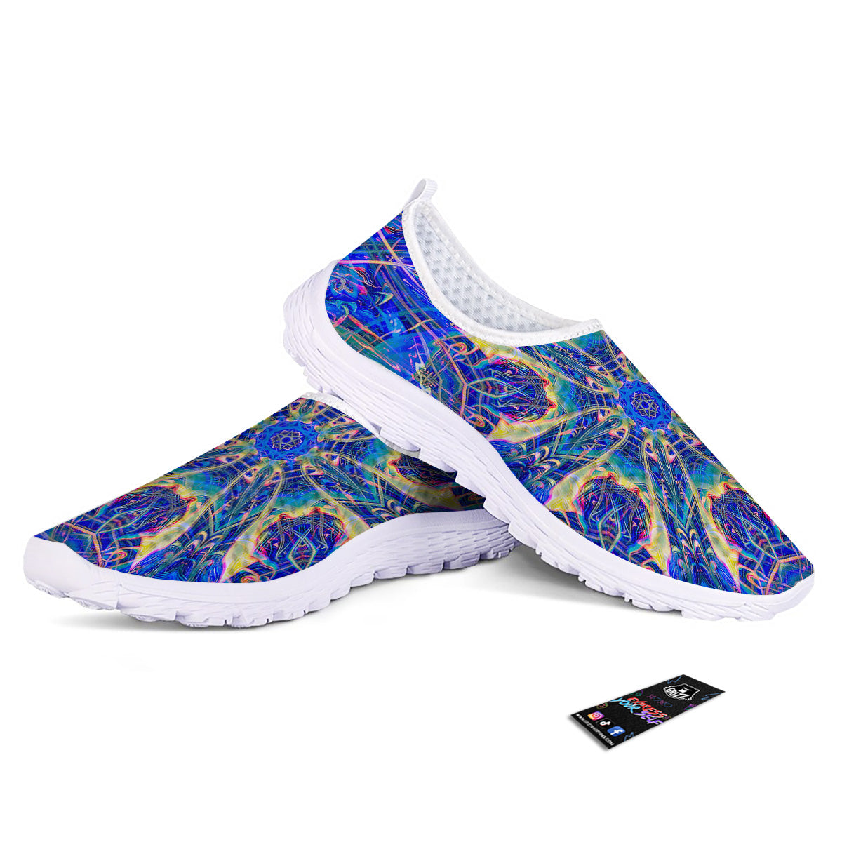 Kaleidoscope Blue Print Nurse Shoes-grizzshop