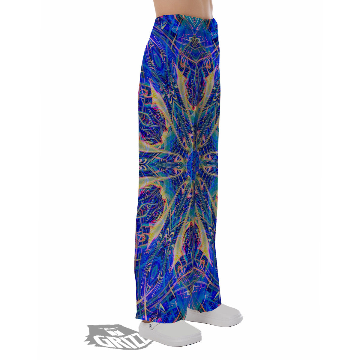 Kaleidoscope Blue Print Pajama Pants-grizzshop