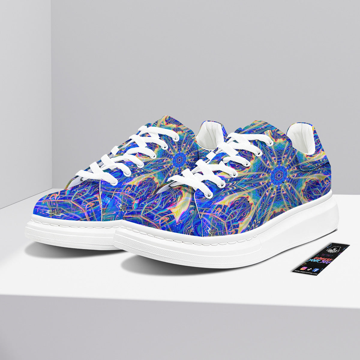 Kaleidoscope Blue Print Platform Shoes-grizzshop