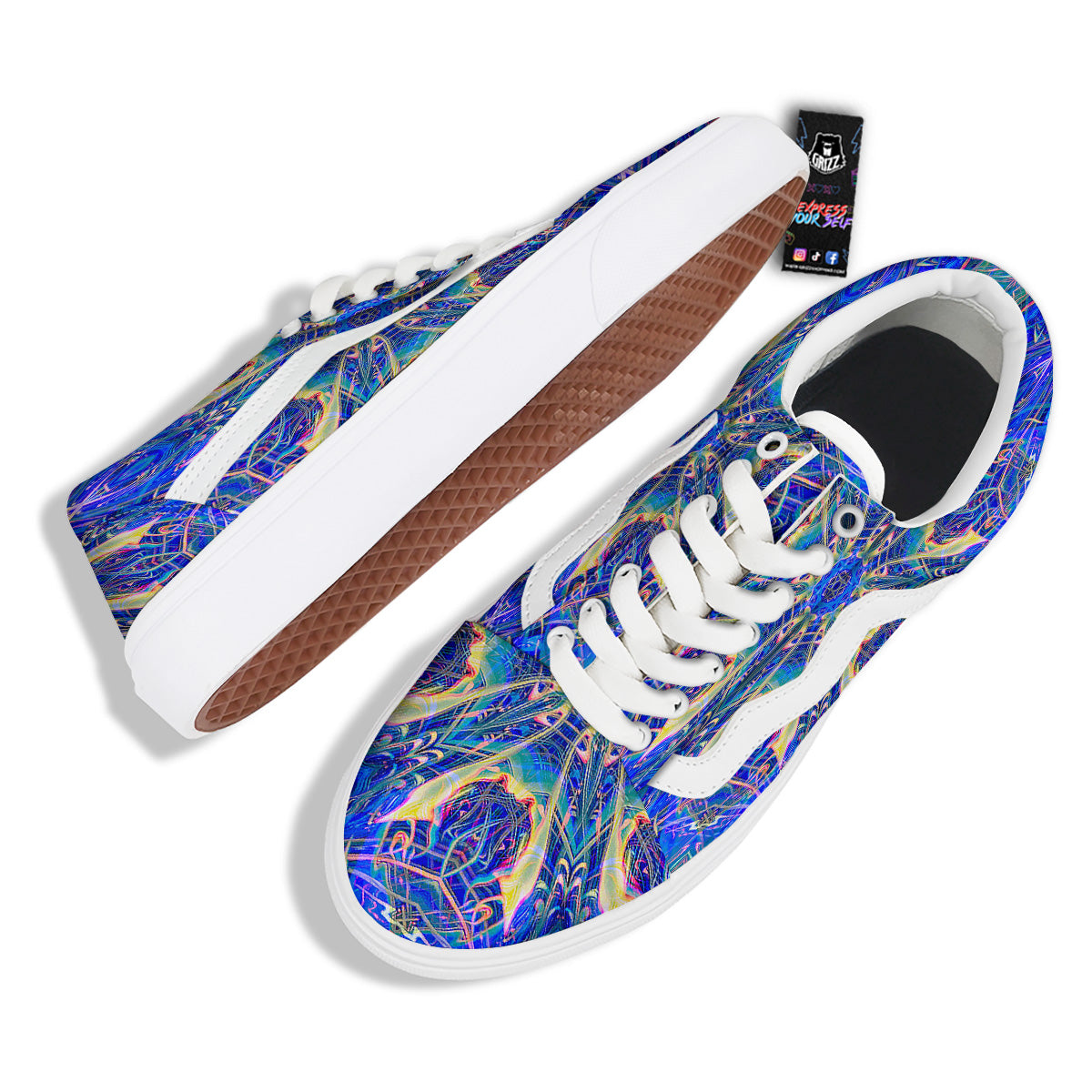 Kaleidoscope Blue Print Skate Shoes-grizzshop