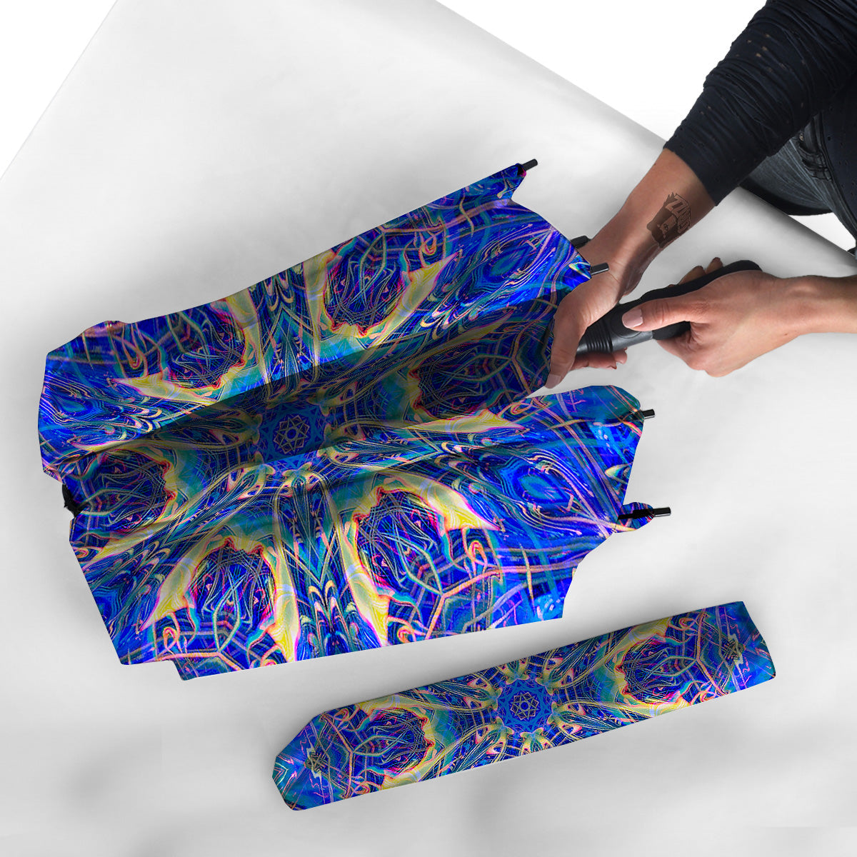 Kaleidoscope Blue Print Umbrella-grizzshop