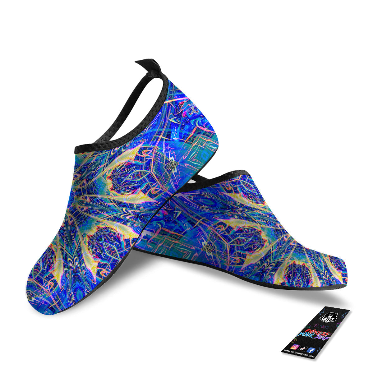 Kaleidoscope Blue Print Water Shoes-grizzshop