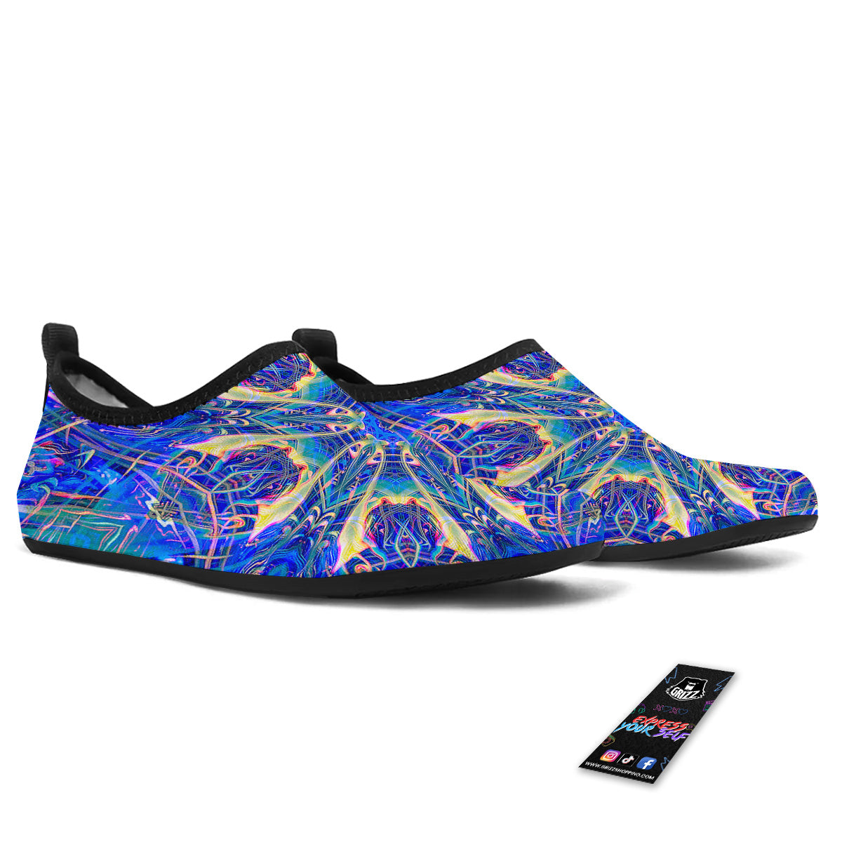 Kaleidoscope Blue Print Water Shoes-grizzshop