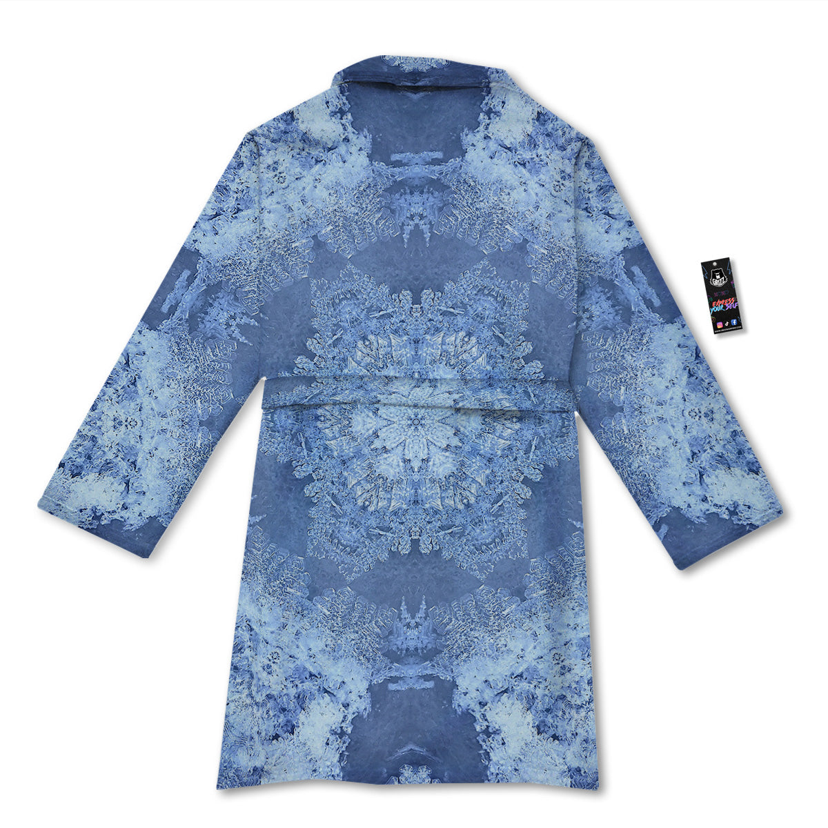 Kaleidoscope Blue Snowflake Print Bathrobe-grizzshop
