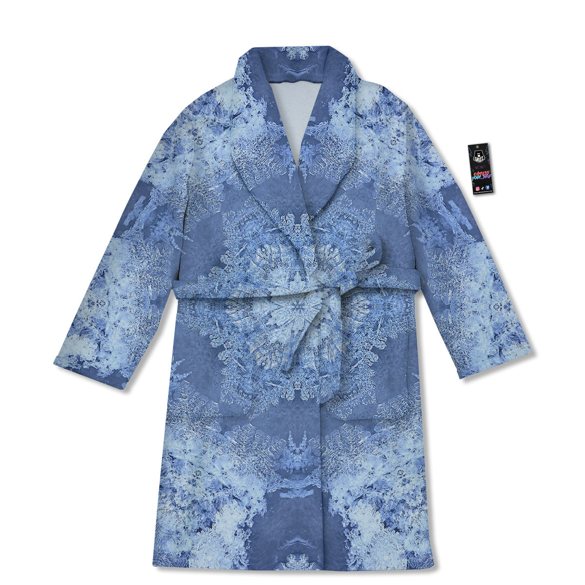 Kaleidoscope Blue Snowflake Print Bathrobe-grizzshop