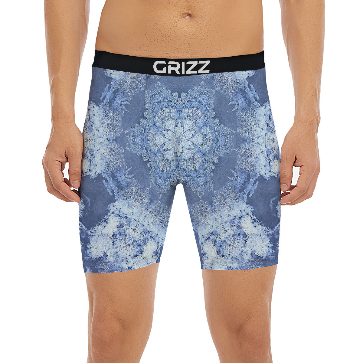 Kaleidoscope Blue Snowflake Print Boxer Briefs-grizzshop