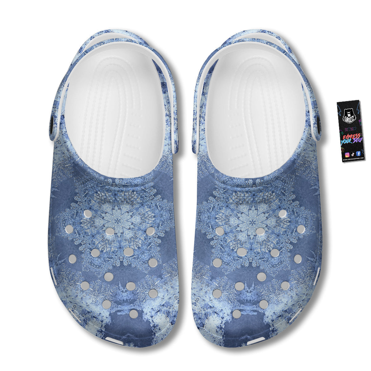 Kaleidoscope Blue Snowflake Print Clog-grizzshop