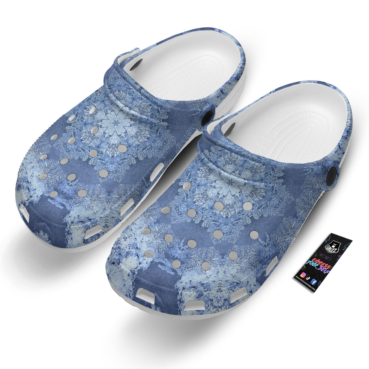Kaleidoscope Blue Snowflake Print Clog-grizzshop