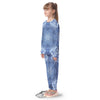 Kaleidoscope Blue Snowflake Print Kid's Pajamas-grizzshop