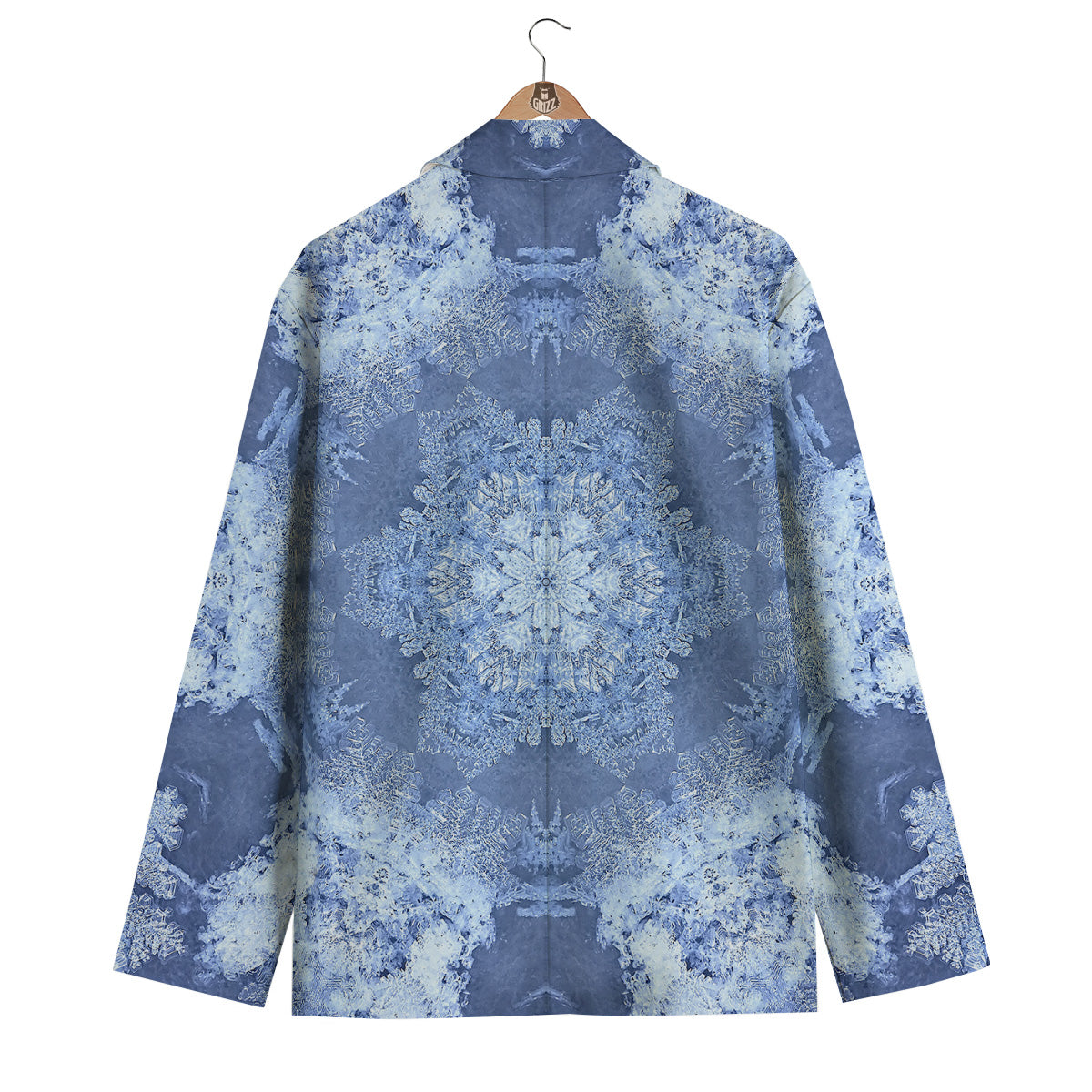 Kaleidoscope Blue Snowflake Print Men's Blazer-grizzshop