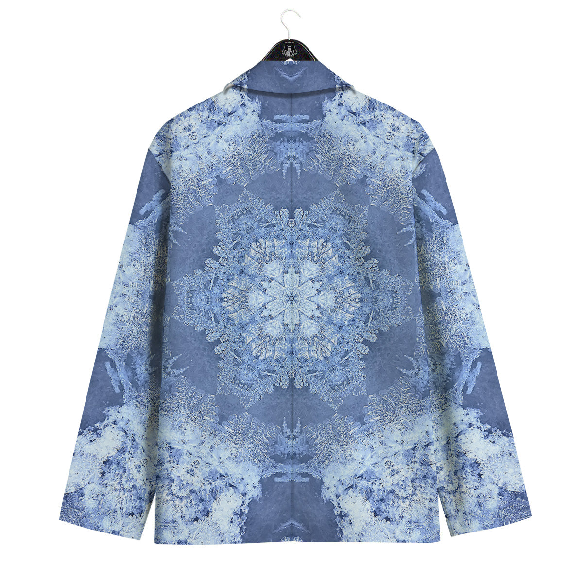 Kaleidoscope Blue Snowflake Print Men's Sport Coat-grizzshop