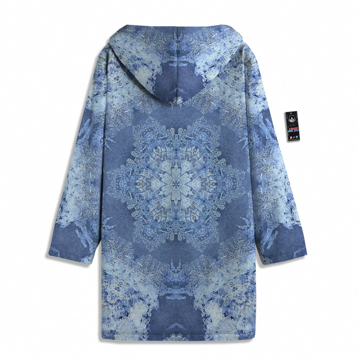 Kaleidoscope Blue Snowflake Print Men's Windbreaker Jacket-grizzshop