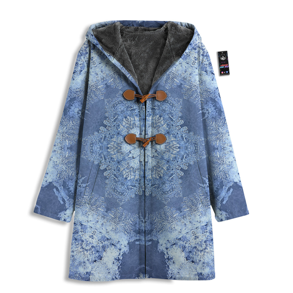 Kaleidoscope Blue Snowflake Print Men's Windbreaker Jacket-grizzshop