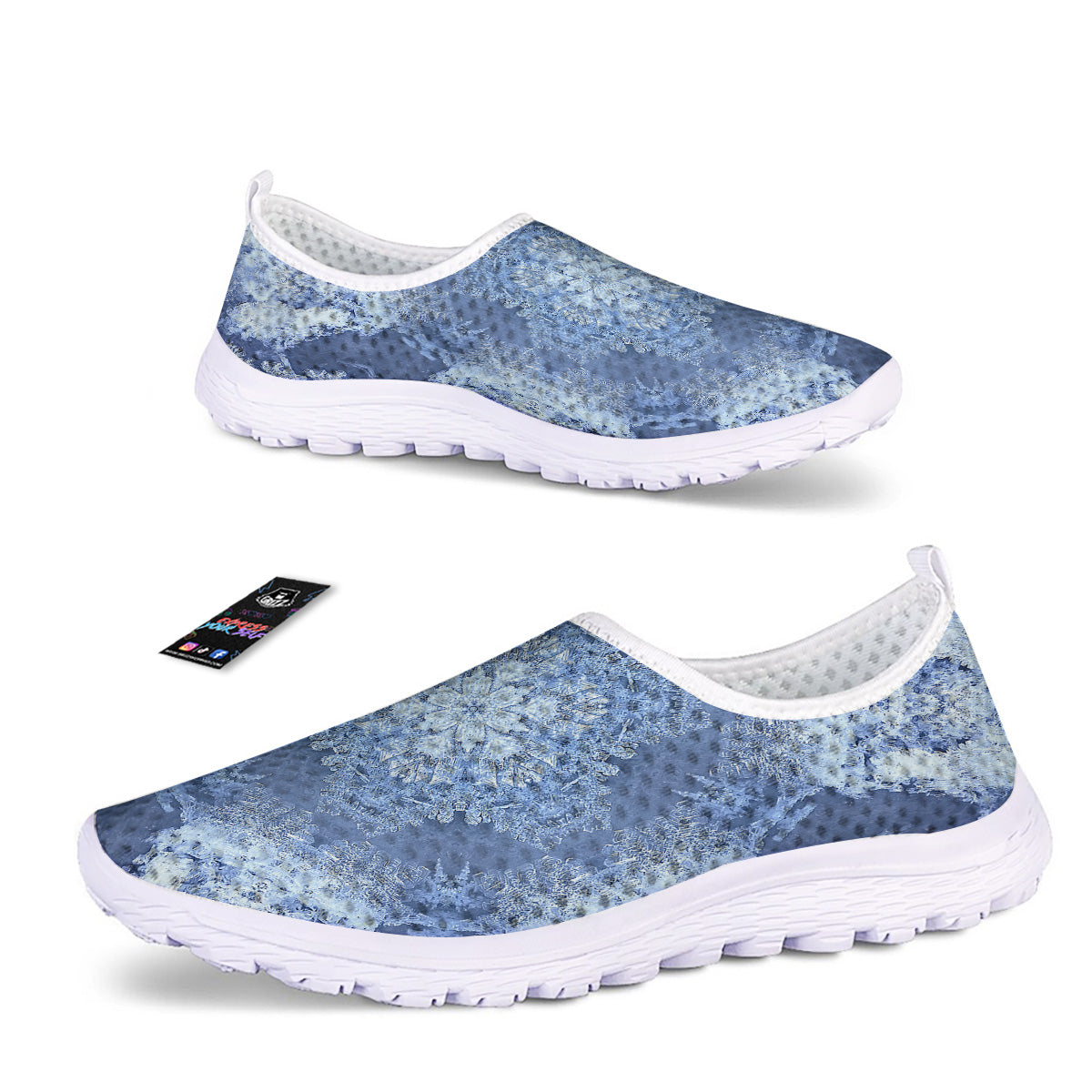 Kaleidoscope Blue Snowflake Print Nurse Shoes-grizzshop