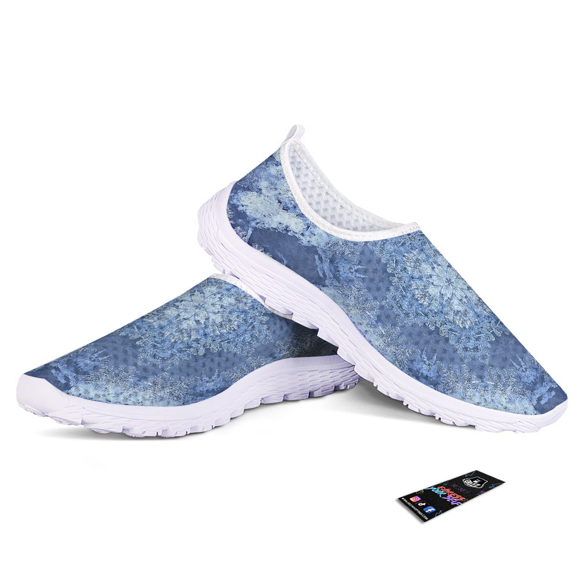 Kaleidoscope Blue Snowflake Print Nurse Shoes-grizzshop