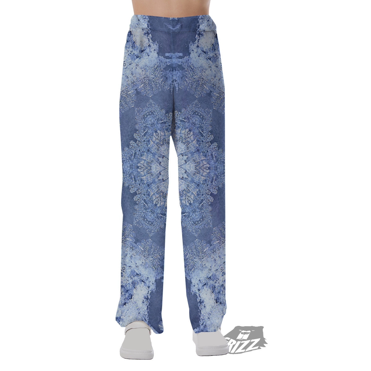 Kaleidoscope Blue Snowflake Print Pajama Pants-grizzshop