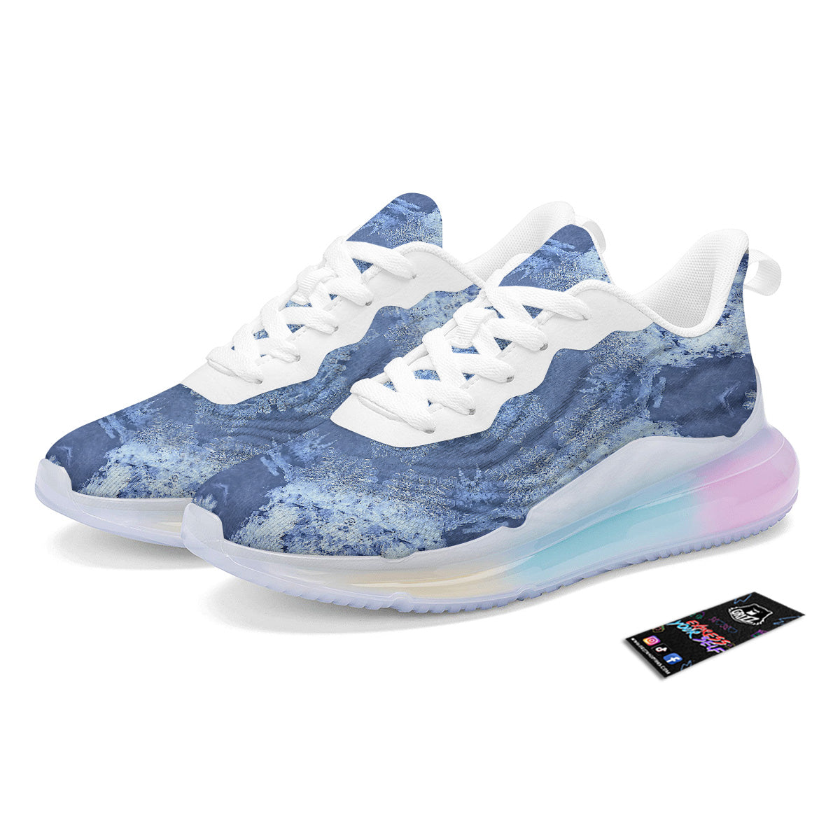 Kaleidoscope Blue Snowflake Print Running Sneakers-grizzshop