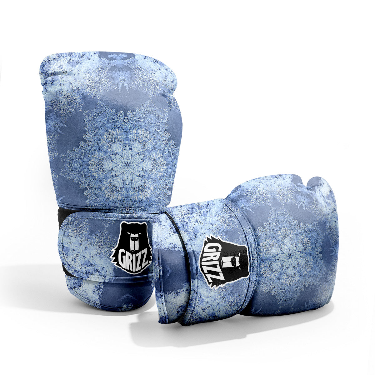 Kaleidoscope Blue Snowflake Print Pro Boxing Glove