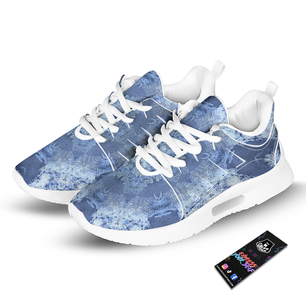 Kaleidoscope Blue Snowflake Print Tennis Shoes-grizzshop