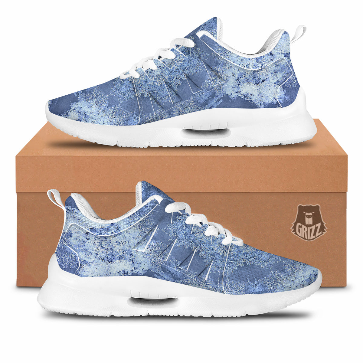Kaleidoscope Blue Snowflake Print Tennis Shoes-grizzshop