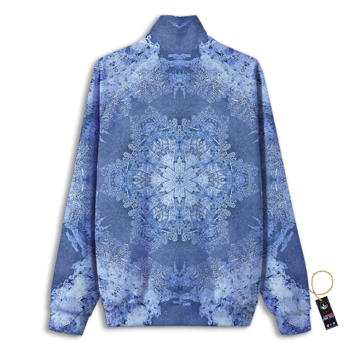 Kaleidoscope Blue Snowflake Print Track Jacket-grizzshop