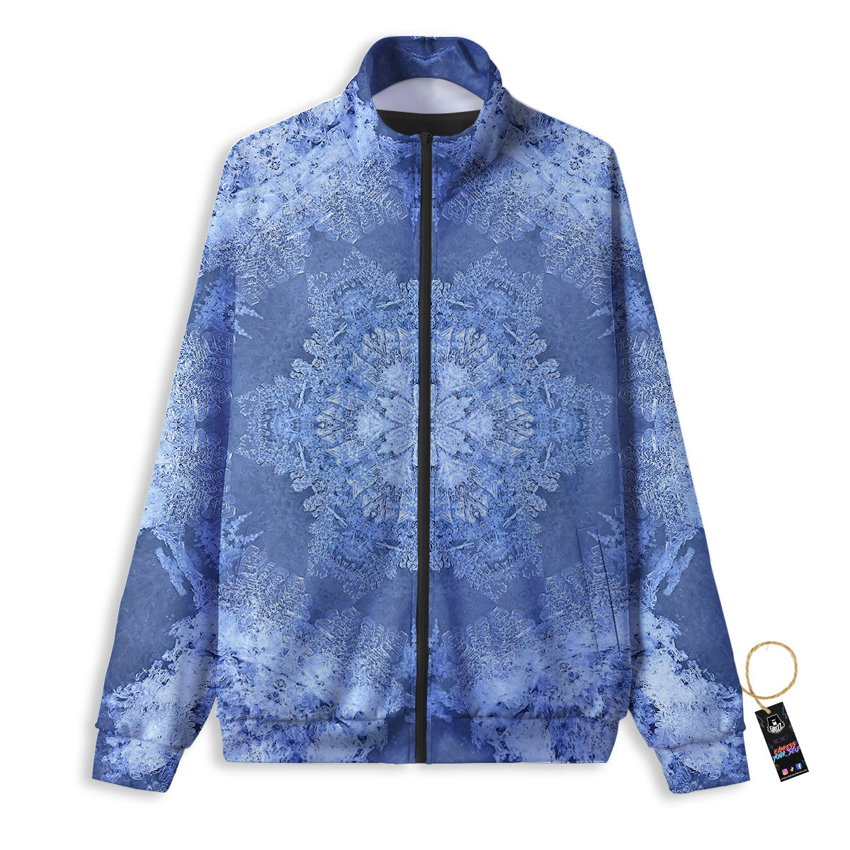 Kaleidoscope Blue Snowflake Print Track Jacket-grizzshop