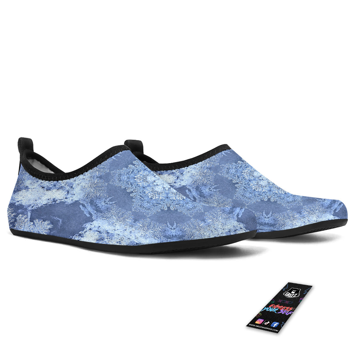 Kaleidoscope Blue Snowflake Print Water Shoes-grizzshop