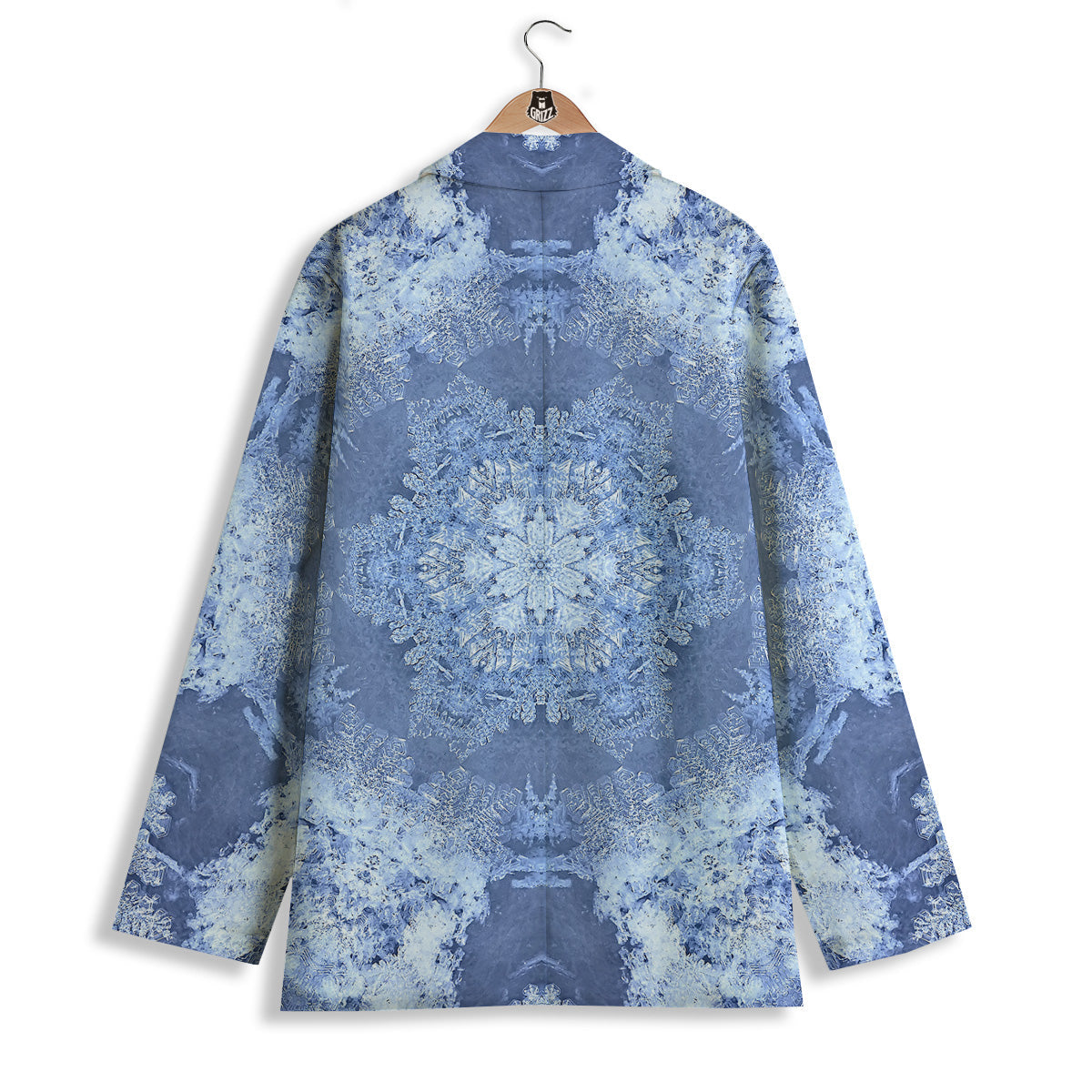 Kaleidoscope Blue Snowflake Print Women's Blazer-grizzshop